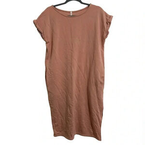 Fabina Organic Hemp Side Slit Pink T-shirt Dress With pockets Size Large